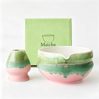 Zdjęcie produktu dla Zestaw do matcha, 2 elementy - ceramika - do ceremonii parzenia herbaty