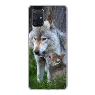 Produktbild von MuchoWow® Handyhülle Schutzhülle Hülle für Samsung Galaxy A51 Wolf - Moos - Wald - Welpe Silikon Softcase Handy Hülle - Schutzabdeckung
