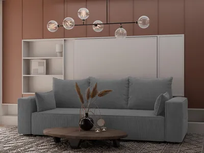 Produktbild von 4ALL HOME Sofa mit Schlaffunktion Veno 242x95 cm - Couch - Sofa mit Bettkasten - 3 Sitzer - Schlafsofa - Schlafsofa mit Bettkasten - Cord - Wohnzimmer - Poso 55 Grau