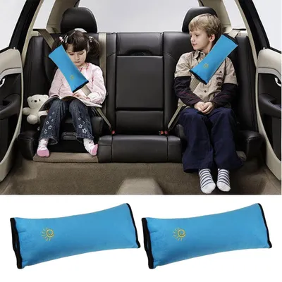 Immagine prodotto di Cuscini per cinture di sicurezza per bambini, confezione da 2, protezioni per cinture auto, colore blu, imbottitura spessa, protezione per il collo