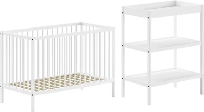 Produktbild von Babyzimmer Set Kara-lynn 2 Babyzimmer komplett Massivholz Buche Weiß