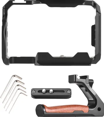 Obrázek produktu pro Klec na kameru s horní rukojetí, klec na videokameru z hliníkové slitiny s držákem na studenou patku, četné závity 1/4 palce a 3/8 palce, náhrada za Sony A6700