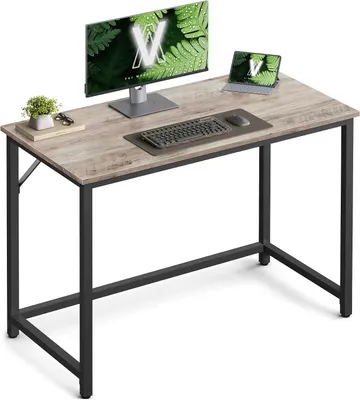 Produktbild von Schreibtisch – Kleiner Computertisch – Metallrahmen – 100 x 50 x 76 cm – Industrieller Stil – Grau und Schwarz
