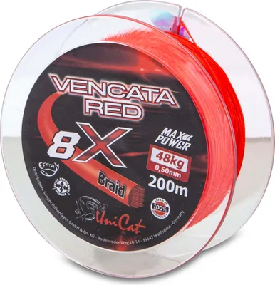 Produktbild von Uni Cat 8X Vencata Red Line - 200m geflochtene Wallerschnur, Durchmesser/Tragkraft:0.60mm / 57kg