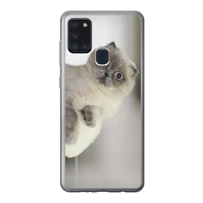 Produktbild von MuchoWow® Handyhülle Schutzhülle Hülle für Samsung Galaxy A21s Katze - Tier - Wohnzimmer Silikon Softcase Handy Hülle - Hartschale
