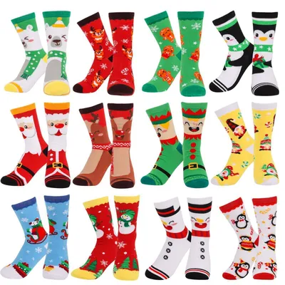 Produktbild von 12 Paar Weihnachtssocken Damen Herren Größe 35-42 Acryl/Elasthan Weihnachtsmotiv