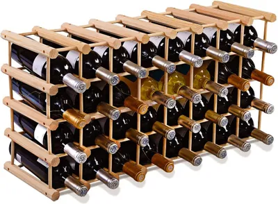Zdjęcie produktu dla Stojak na wino 40 butelek, stojak na butelki z drewna sosnowego, stojak na wino drewniany stojak vintage do baru kuchennego