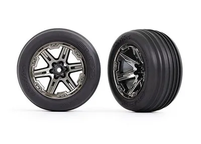 Imagen del producto de Traxxas, rueda de 2.8 pulgadas, disco RXT cromado , neumático Ribbed (2) (delantero)