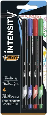 Produktbild von BIC 942082, Fein, 4 Farben, Schwarz, Blau, Grün, Rot, Rundspitze, 0,8 mm, 0,4 mm