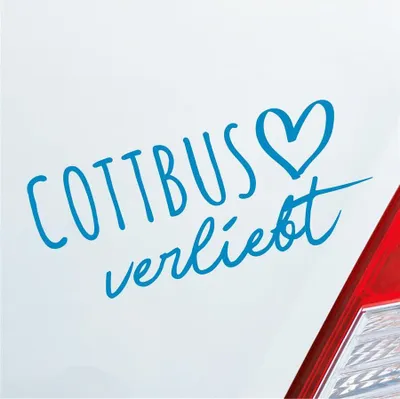 Produktbild von Auto Aufkleber Cottbus verliebt Herz Stadt Heimat Liebe Car 19x8 cm Hellblau Sticker Heckscheibenaufkleber