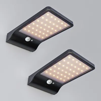 Produktbild von hoftronic LED Solar Wandleuchten 36 LEDs PIR Sensor Schwarz IP44