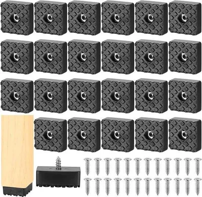 Image de Protections antidérapantes pour chaises de jardin, caoutchouc noir, 30 x 30 mm