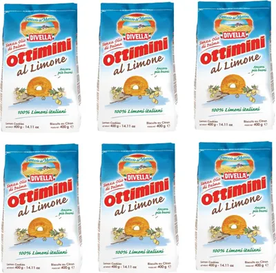 Produktbild von 6x Divella Ottimini al Limone Italienische Shortbread Kekse mit Zitrone 400g biscuits cookies 100% italienische Zitronen