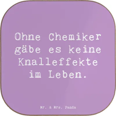 Produktbild von Mr. & Mrs. Panda Untersetzer für Gläser Spruch Chemiker Knalleffekte - Lavendeltraum - Geschenk, gläseruntersetzer, Überraschung, Wissen, Geschenke Berufstätige, Beruf