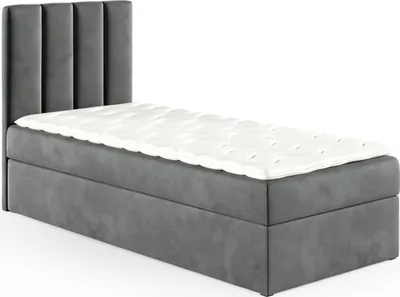 Produktbild von Sofello Boxspringbett 90x200 cm Grau Velour Samt Ehebett Kinderbett Polsterbett aus Samt