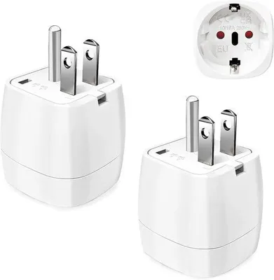 Zdjęcie produktu dla 2 sztuki adapterów podróżnych do USA, adaptery uniwersalne, przedłużacze z wtyczką do USA, wtyczka niemiecka, adaptery podróżne z UE do USA/Kanady/Meksyku/Tajlandii