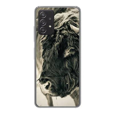 Produktbild von MuchoWow® Handyhülle Schutzhülle Hülle für Samsung galaxy a73 Schottischer Highlander - Schnee - Hörner Silikon Softcase Handy Hülle - Handyhülle