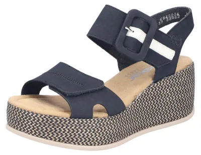 Produktbild von Rieker Damen Sandalette mit Plateau und großer Schnalle 69450, Größe:41 EU, Farbe:Blau