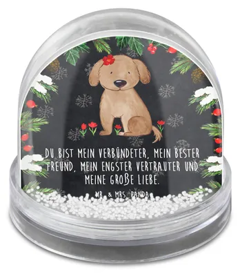 Produktbild von Mr. & Mrs. Panda Weihnachts Schneekugel Hund Dame - Kreidetafel - Geschenk, Lieb, dekoartikel, schnee kugel, Hundeliebe, wasserkugel, Liebenswert, Weihnachten, Liebe