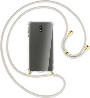 Produktbild von Handykette Backcover-Schutzhülle mit Band (Metall goldfarben) für Nokia 3 - broken white