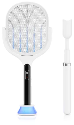 Obrázok produktu pre Elektrická mucholapka Brandson, akumulátor, USB-C, mucholapka s UV-pascou, ničič hmyzu, vysoké napätie 2700 V, režim AUTO, displej akumulátora, otočná hlava