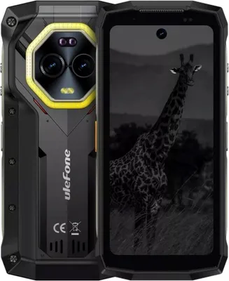 A black UleFone Armor Mini 20 Pro smartphone is shown from the back and front.