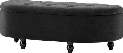 Produktbild von Hocker mit Stauraum, Sitztruhe, gepolstert, soft-close Deckel, Samtoptik, 120 x 46 x 42 cm, Dunkelgrau