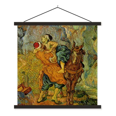 Produktbild von MuchoWow® Textilposter Der barmherzige Samariter - Vincent van Gogh 90x90 cm mit schwarzem Rahmen - Magnetisches