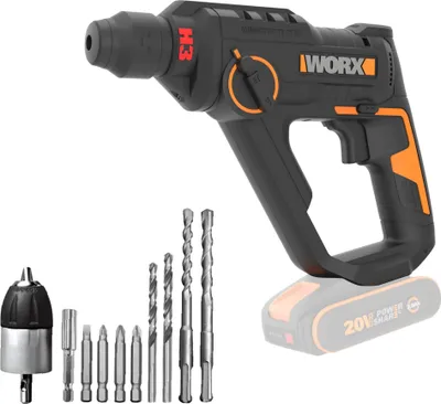 Produktbild von Worx Akku-Bohrhammer WX391.9 mit Zubehör ohne Akku