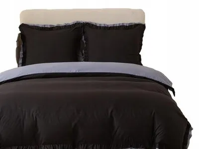 Produktbild von Baumwolle world Bettwäsche 220x200 cm mit Rüsche Mikrofaser Schwarz