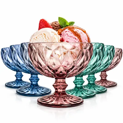 Immagine prodotto di 6 bicchieri da gelato colorati 300 ml bicchieri da gelato bicchieri da dessert bicchieri da cocktail bicchieri da martini