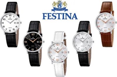 Zdjęcie produktu dla Festina F16477 Damski analogowy zegarek na rk ze skrzanym paskiem, Wariant:01