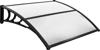 Produktbild von COSTWAY Vordach für Haustür 122 x 99 cm, Überdachung aus Aluminium und Polycarbonat, Transparentes Pultbogenvordach, Haustürvordach, Pultvordach, Haustürdach, Türvordach für Eingangsbereich