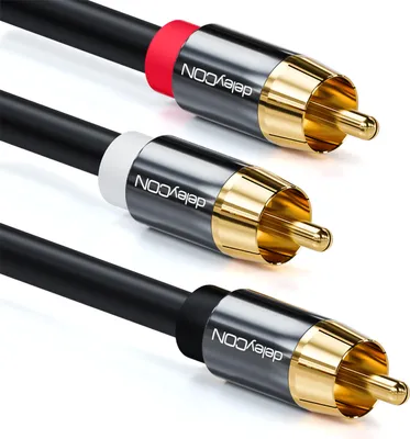 Produktbild von deleyCON 10m Subwoofer Kabel - Cinch RCA Y-Kabel Digitales Koaxialkabel - Vergoldete Stecker - Audio Kabel - Cinch Stecker zu 2x Cinch Stecker