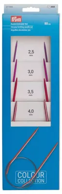 Immagine prodotto di Set di 4 ferri circolari in alluminio Prym Premium, colorati, per maglia a rovescio (misura da 2,5 a 4,0 mm / lunghezza 80 cm)
