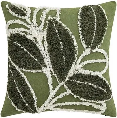 Produktbild von Famanu Kissenbezüge Set 2 Stück Grün Blattmuster - 45 x 45 cm