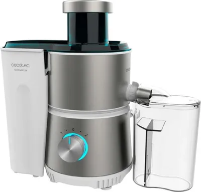 Imagen del producto de Cecotec Juice&Fresh, exprimidor centrífugo, acero inoxidable, 20000 rpm, 1 litro, 5,5 cm, 350 ml