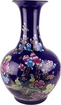 Image de Fine Asianliving Vase chinois Porcelaine Marine Fleurs D37xH58cm Vase décoratif Vase de fleurs Céramique orientale Vase de décoration Vase de décoration de table moderne