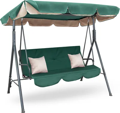 Produktbild von Aga MAJKA Hollywoodschaukel Dunkelgrün, Gartenschaukel 200 kg belastbar, 3-Sitzer mit Dach & Sitzauflage, Hängeschaukel, Schaukelbank für Garten - Terrasse