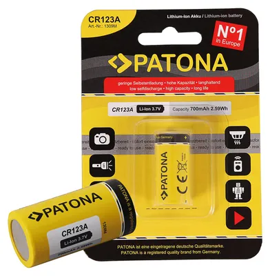 Obrázek produktu pro PATONA Li-Ion 3,7V dobíjecí baterie CR123A 16340 článek 700mAh 2,59Wh