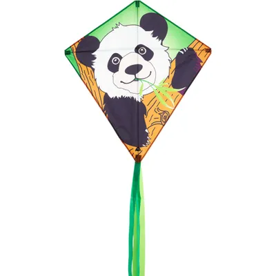 Zdjęcie produktu dla Kinderdrachen HQ Eddy Panda 100060 Weiß 68 x 68 cm + 200 cm ogon