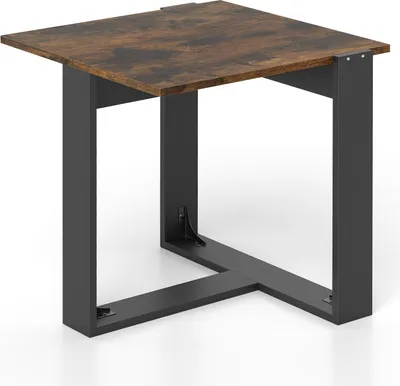 Produktbild von Industrieller Beistelltisch mit T-förmigem Metallgestell, braun, 50 x 50 cm