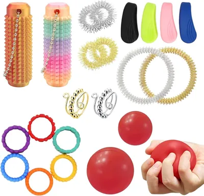 Productafbeelding van Anti-stress speelgoed - Set van 22 - Sensorische fidget-ringen - Stressvermindering - Sensorisch speelgoed voor angst