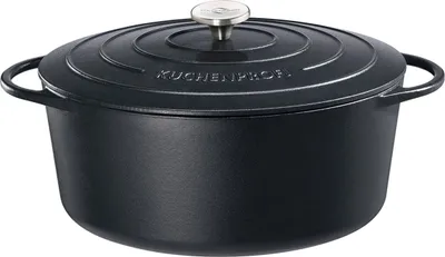 Produktbild von Küchenprofi Bratentopf oval mit Gussdeckel PROVENCE, 7 l, Schwarz, Keramik, Gas, Halogen, Induktion, Versiegelte Platte, Eisenguss, Schwarz, Eisenguss