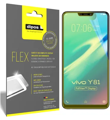 Produktbild von 3x Vivo Y81 Schutzfolie Folie, 100% Displayabdeckung, dipos Flex