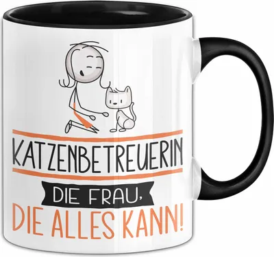 Produktbild von Katzenbetreuerin Geschenk Tasse Becher Die Frau Die Allen Kann Geschenkidee für eine Katzenbetreuerin Lustig (Schwarz)