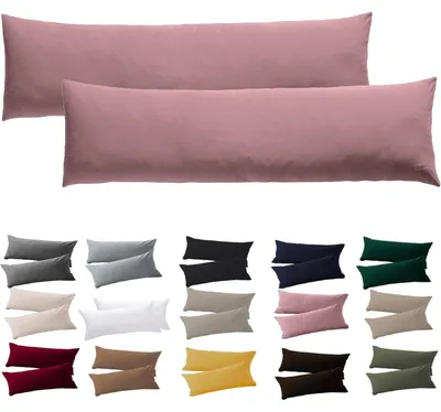 Image de Coussin pour personnes dormant sur le côté, housse 40 x 145 cm, lot de 2, microfibre rose, fermeture éclair