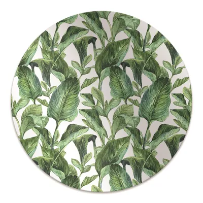 Produktbild von Rundmatte - Stuhlunterlage Bürostuhlunterlage - Rund Ø 100 cm - Bodenmatte - Fußmatte - Tropische Blätter