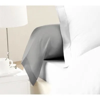 Image de Lot de 2 housses, 100% coton, LOVELY HOME, 85x185 cm gris clair