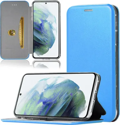 Produktbild von Handy Schutz Hülle für Samsung Galaxy S22 Handytasche mit Magnetdeckel Kartenfach und Standfunktion Klapphülle Hellblau